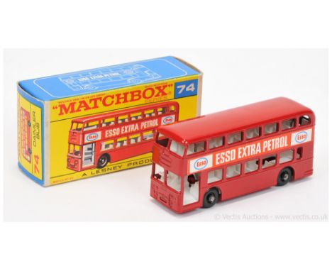 Matchbox Regular Wheels 74b Daimler Fleetline Bus - red body &amp; base, Esso Labels - overall Near Mint but does have a coup