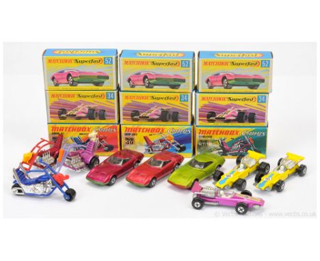 Matchbox Superfast Group of Early to Mid 1970's Issue Cars &amp; Motorcycles. Including 3 x 34a Formula 1 Racing Car - all ar