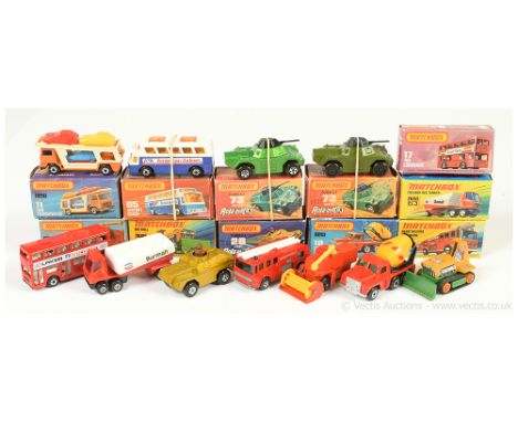 Matchbox Superfast Group of mostly Commercial, Military, &amp; Public Service Vehicles Including 65b Airport Coach "American 