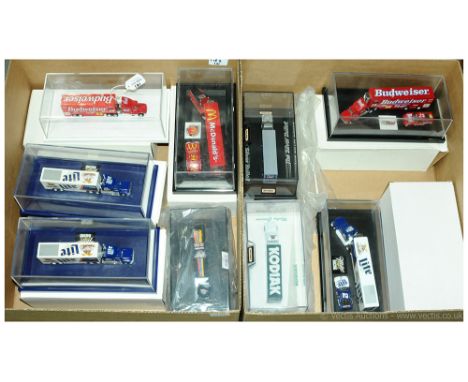 Matchbox Superfast 3 x Articulated Racing Transporter with Nascar Stock Car Sets (1) Red MacDonald's; (2) Miller Lite; (3) Bu