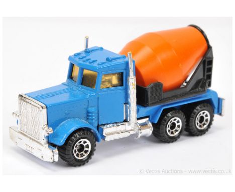 Matchbox Superfast 19d Peterbilt Cement Mixer Factory Pre-Production Colour Trial - mid-blue cab &amp; chassis, orange plasti