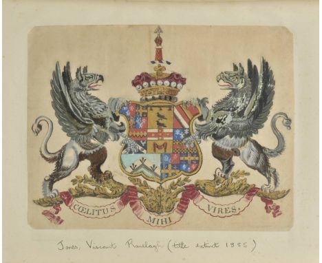 Heraldry Manuscript. An album containing heraldic watercolours on 26 sheets, 17th-20th century,  mostly pen and ink and water
