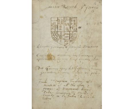 Heraldic Notebook. A manuscript heraldic notebook compiled by Sir Richard St George, circa 1625,  neatly written in brown ink