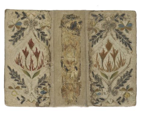 Embroidered binding. The Holy Bible: Containing the Olde Testament and the New..., printed by Robert Barker, 1638,  with sepa