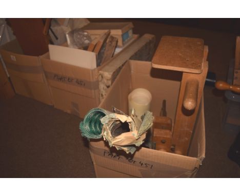 *Bookbinding tools & equipment. A selection of bookbinding tools, equipment & materials, including approximately 35 various f