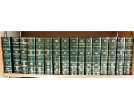 Thackeray (William Makepeace) THE WORKS FIRST COLLECTED EDITION 22 vol., bookplates of Robert Watchorn, fine green crushed mo