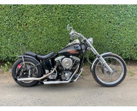 Custom FL Chopper fitted with a 1,340cc 'Shovelhead'.The FL range was introduced in the early 1940s with the 1,200cc 'Knuckle