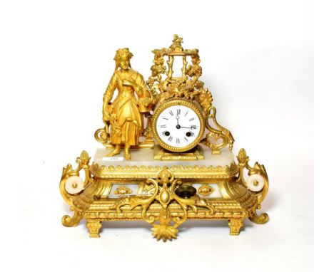 A French ormolu mounted mantle clock, with pendulum 