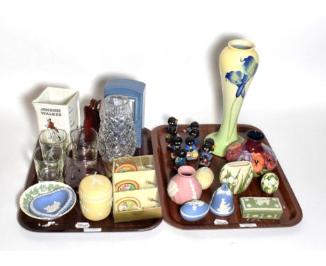 A Moorcroft Pansy pattern vase; Wedgwood Jasperware; Johnnie Walker advertising wares; Christian Dior and other silk scarves 