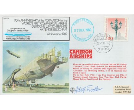 FF8c Zeppelin Signed Adolf Fischer Zeppelin Crew member Hindenburg in 1937 Adolf Fischer Zeppelin Engine Mechanic, Crew membe