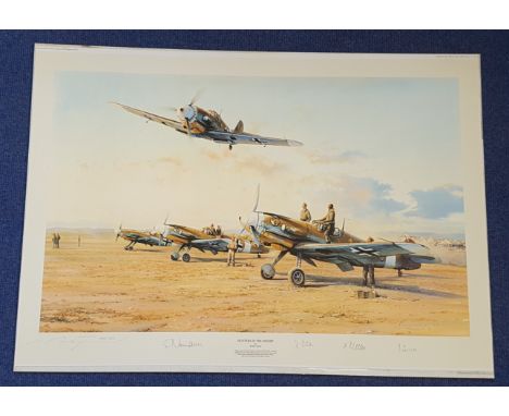 WW2. Five Signed Robert Taylor Colour Print Titled Hunters in The Desert. Limited Edition 1238 of 1250. Signed in Pencil by t