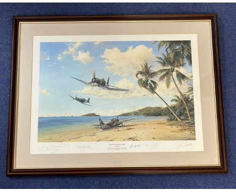 WW2. Five Signed Robert Taylor Colour Print Titled Beach Head Strike Force. Signed in pencil by Robert Taylor, Colonel Philli