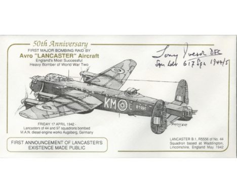 50th Anniv 1st Major Bombing Raid Lancaster Signed T Iveson 617 Sqn's Pilot 50th Anniv First Major Bombing Raid by Avro Lanca