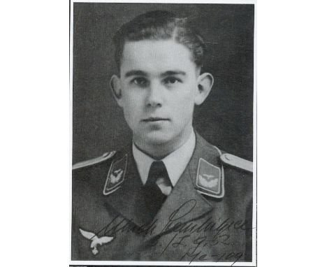 Black &amp; white Print Signed Ulrich Steinhilper, Luftwaffe Pilot Shoot down over Britain Black and white Print Size 3 by 4½