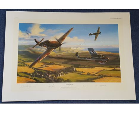 WW2. Four Signed Holding the Line Colour Print by Nicolas Trudgian. Limited Edition 95 of 600. Signed in pencil by John Peel,