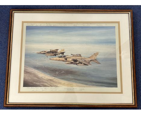 Military. 22 Signed Michael Rondot Colour Print Titled The Longest Minute. Signed in Pencil by Squadron Leader Mike Gordon, S