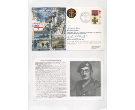 WW2. Captain Michael Burn MC and Corporal George R Wheeler OBE MM Signed Operation Chariot FDC. British Stamp with 28 March 9