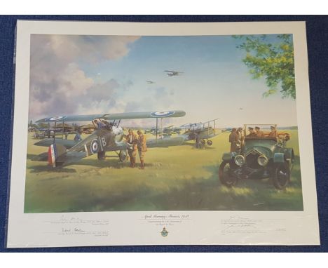 WW1. Four Signed Frank Wootton Colour Print Titled April Morning: France 1918. Signed in Pencil by Sir Peter Harding, Sir Mic