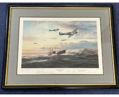 WW2. Five Signed Robert Taylor Colour Print Titled Return of The Few. Limited Edition 473 of 1000. Signed in pencil by Johnni