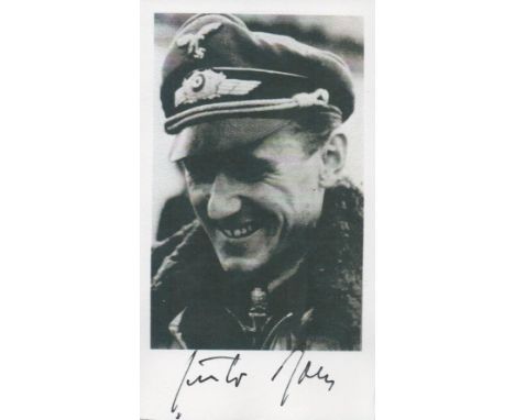 Black and white Print Signed General Gunther Rall Knight's 275 Victories Black and white Print Size 3¼ by 5½ inches of Genera