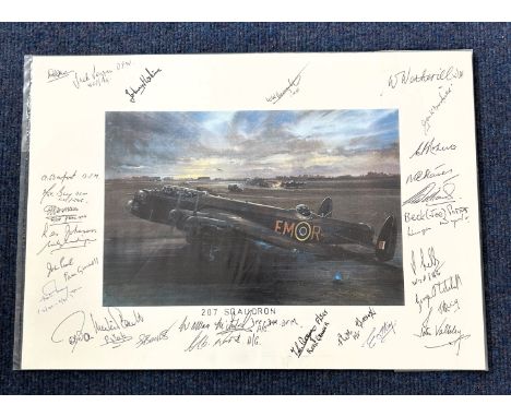 WW2. 207 Squadron RAF Print with PRINTED Signatures of Pilots and Staff. Colour Print Showing Michael Turner Artwork. Measure