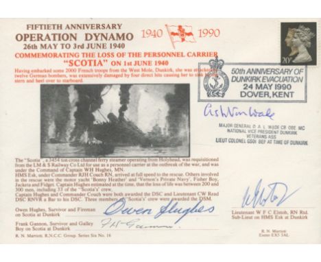 WW2. Maj Gen Ashton Wade CBE OBE MC, Owen Hughes, Frank Gannon and Lt WFC Elstob Signed 50th Anniversary Operation Dynamo FDC