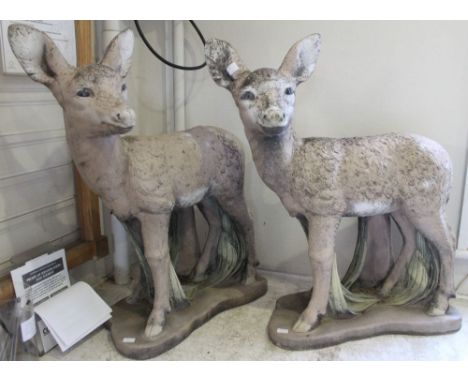 Two cast Deer garden ornaments 65cm high
