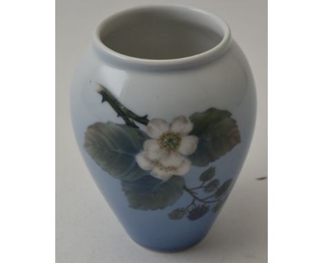 A Royal Copenhagen ceramic vase, hand painted bramble decoration, factory marks to base include 1288 and 759, 11cm high