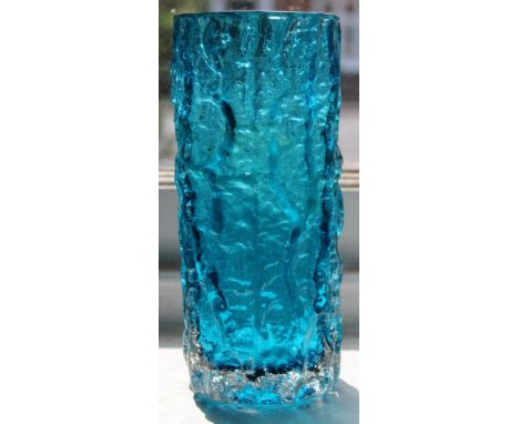 A Whitefriars bark vase, Kingfisher colour, 19cm high
