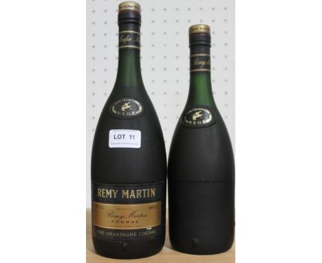 Two bottles Remy Martin cognac, 100cl, 40gl, the other presumed 70cl