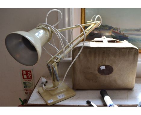 A square stepped base cream angle poise task lamp, together with a gentleman's vanity case (2)&nbsp;