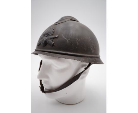 A Great War French Adrian Model 1915 "Artillery Special" tank crew helmet