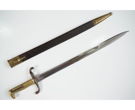 A German S71 bayonet, scabbard and cross-guard unit-marked 135.R.E.1.185