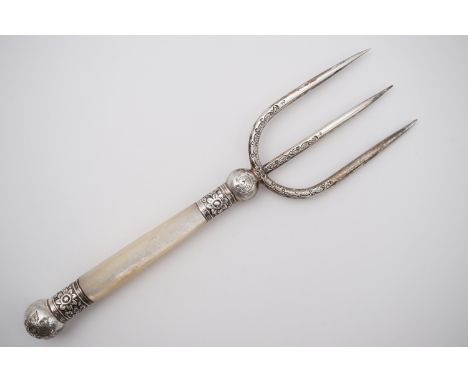 An Edwardian silver and mother-of-pearl bread / pastry fork, with design registration number, Allen &amp; Darwin, Sheffield, 