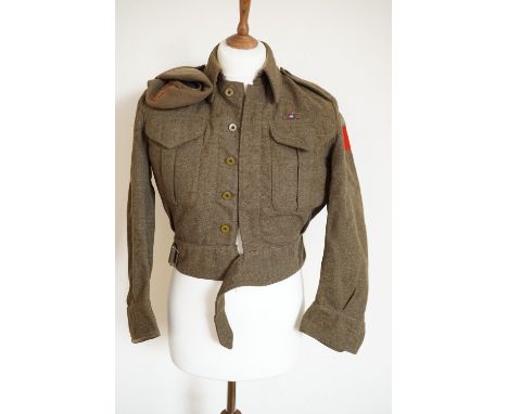 A Second World War 49th Edmonton Regiment 1st Canadian Division battledress blouse and beret