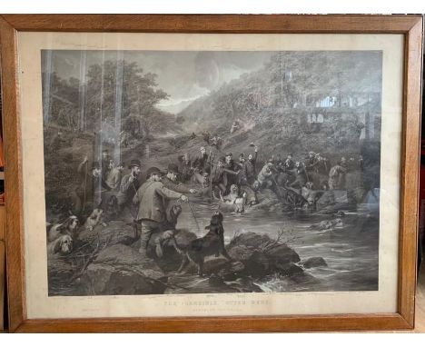 After George Earl (fl. 1856-83) "The Carlisle Otter Hunt / Striking the Foil", period print, depicting suited sportsmen and h