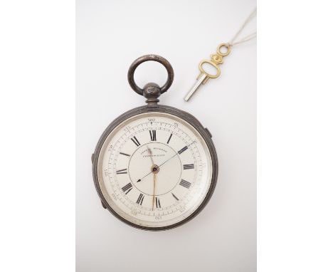 A Victorian chronograph pocket and stop watch by Harris of Wolverhampton, having a lever movement and white enamel face, the 