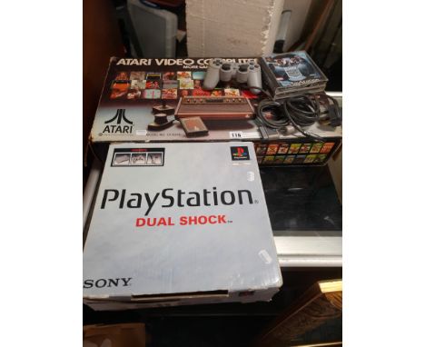 ATARI VIDEO COMPUTER SYSTEM IN ORIGINAL BOX WITH JOY STICKS &amp; GAMES TO INCLUDE PAC-MAN FROSTBITE, AIR SEA BATTLE, VANGUAR