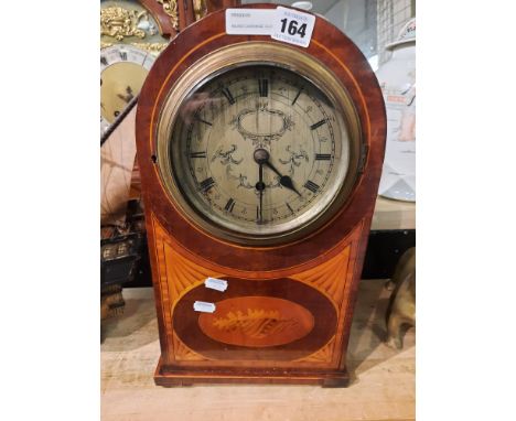 INLAID CARRIAGE CLOCK WITH MARQUETRY INLAY A/F