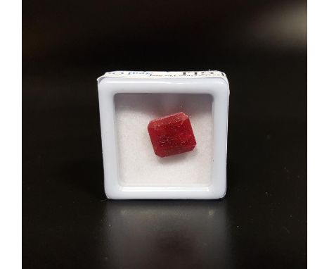 CERTIFIED LOOSE NATURAL RUBYthe rectangular step cut ruby weighing 5.90cts, with GLI Gemstone Authentication Report 