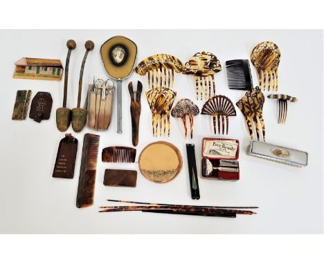 SELECTION OF VINTAGE HAIR, GROOMING AND OTHER ACCESSORIESincluding various tortoiseshell effect hair combs, and hair sticks; 