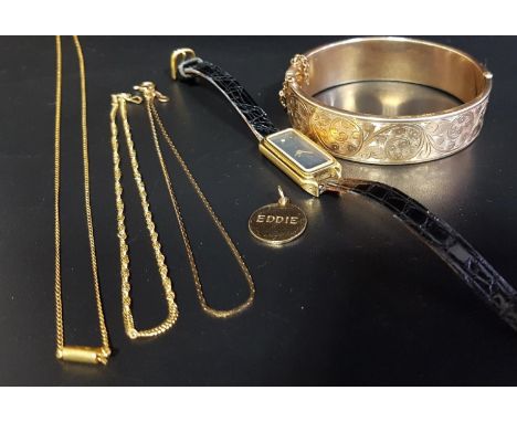 SELECTION OF GOLD AND OTHER JEWELLERYcomprising two nine carat gold chain bracelets, one of twist design, 24.2cm and 23.9cm l
