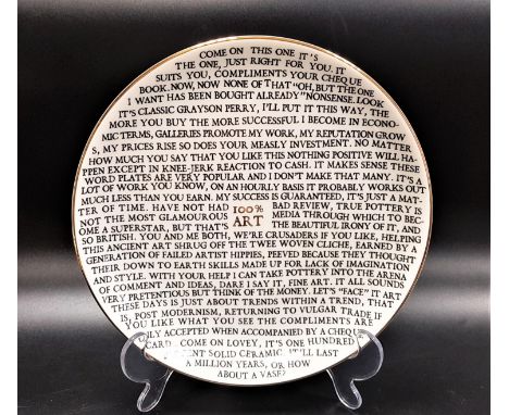 GRAYSON PERRY O.B.E., R.A. (British b.1960)100% Art Plate in porcelain, with artists seal and The Holburne Museum printed to 