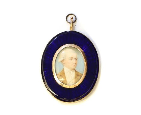 James Nixon (c.1741-1812) Portrait of a gentleman wearing a brown coat, white waistcoat and powdered wiginitialled 'N' l.r., 