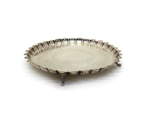 A Victorian silver salver,  by Henry Wilkinson &amp; Co, London 1876, with British registry design mark, of circular form, th