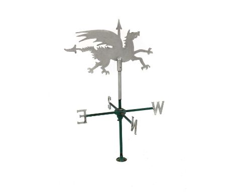 A painted metal weather vane, with dragon finial, 88cm highAreas of rusting and paint loss