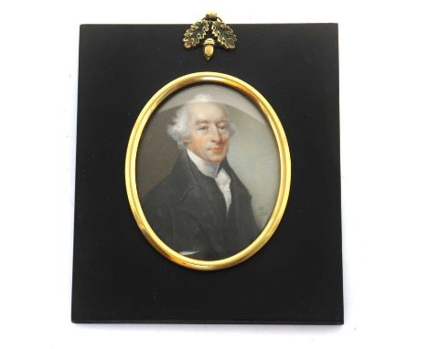 Horace Hone ARA (1754-1825)Portrait of William Herringham, Rector of Borley and Chadwell, wearing a black coat and black wais