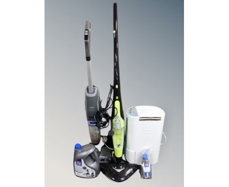 A Vax Onepwr cordless carpet cleaner with solution together with Thane H20 floor steamer and dehumidifier 