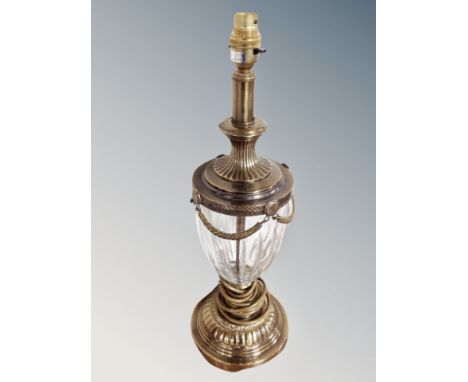 A contemporary brass and cut glass table lamp 