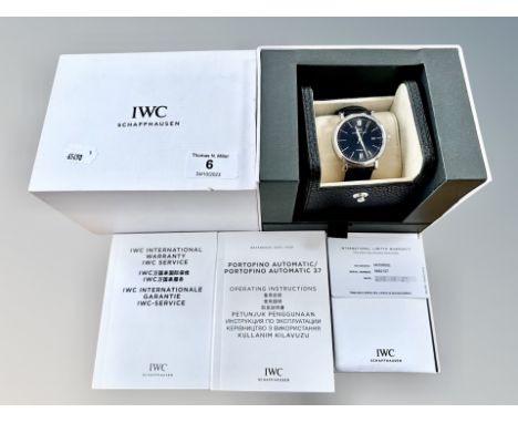 A gent's stainless steel IWC Schaffhausen Portofino automatic calendar centre seconds wristwatch, ref. IW356502, circa 2018, 